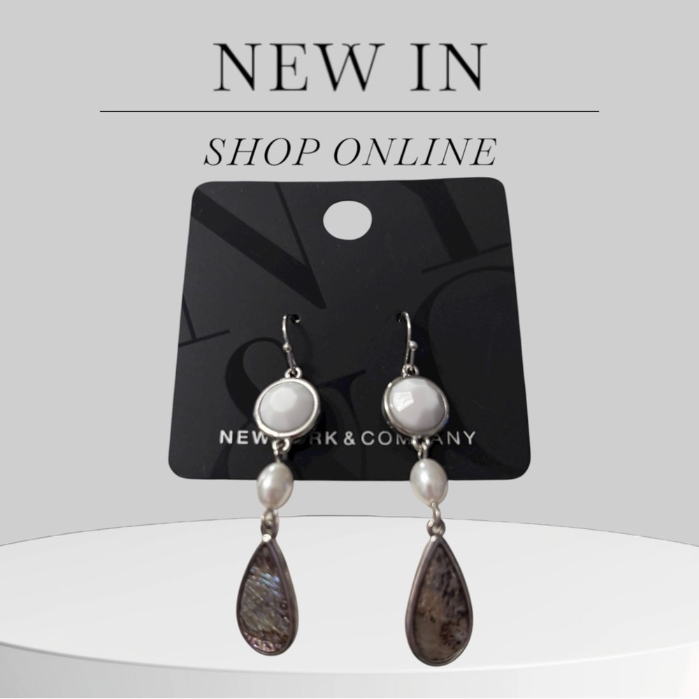 New York & Company Silver Teardrop Earrings.